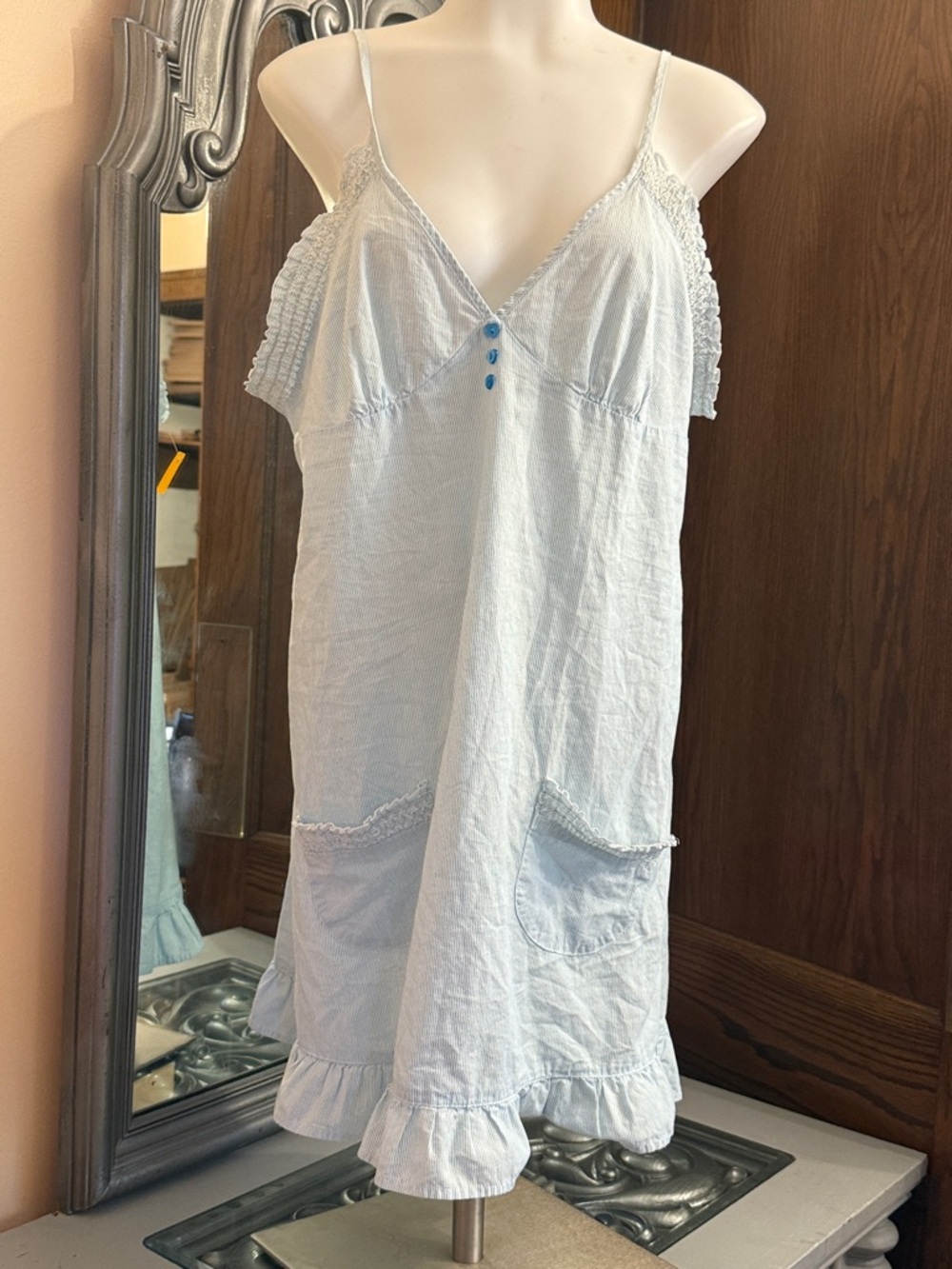🥳 2 Items / $20 🥳 Light Blue Cotton Slip Dress Nightgown